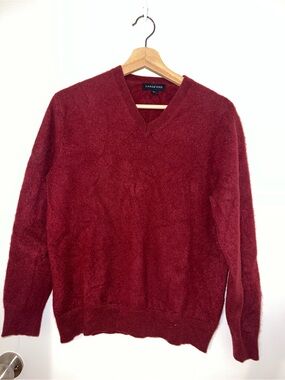 Lands' End Men's V-Neck Sweater in Deep Wine Red
